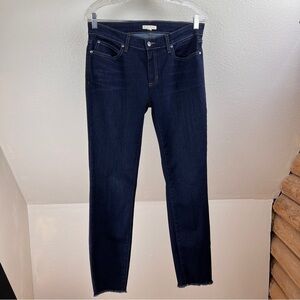 EILEEN FISHER Raw Hem Stretch Jeans. Size 6. NWOT. Dark Wash. 5 Pockets